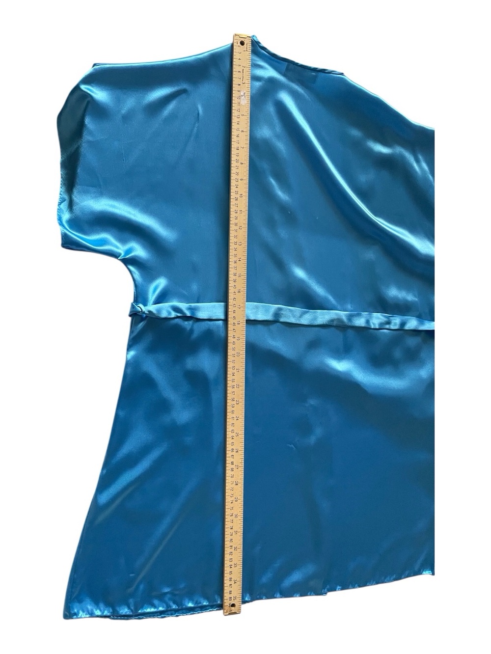 Cinema Etoile Women's Blue Satin Kimono Night Gown Robe, L - Picture 8 of 9